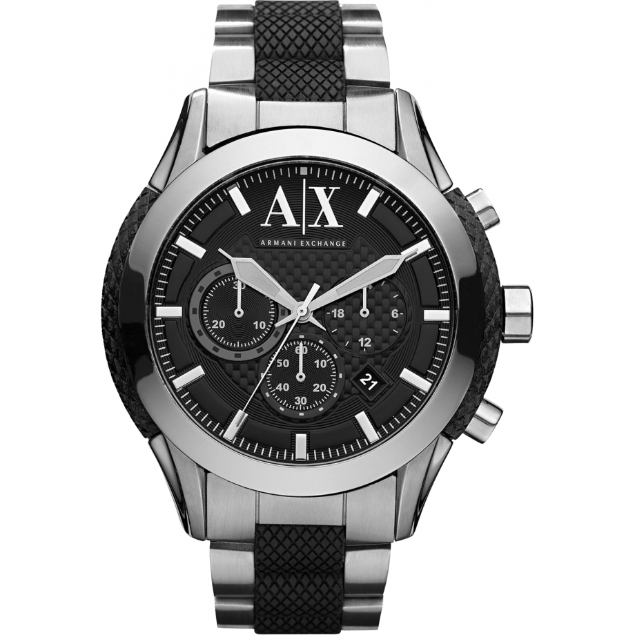 armani exchange black and silver watch